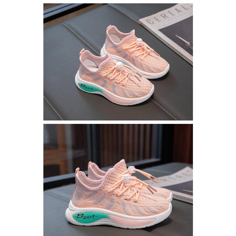 Children's New Spring and Autumn Girls Net Surface Breathable Flying Woven Shoes Boys Non-slip Soft Sole Sports Shoes Tide