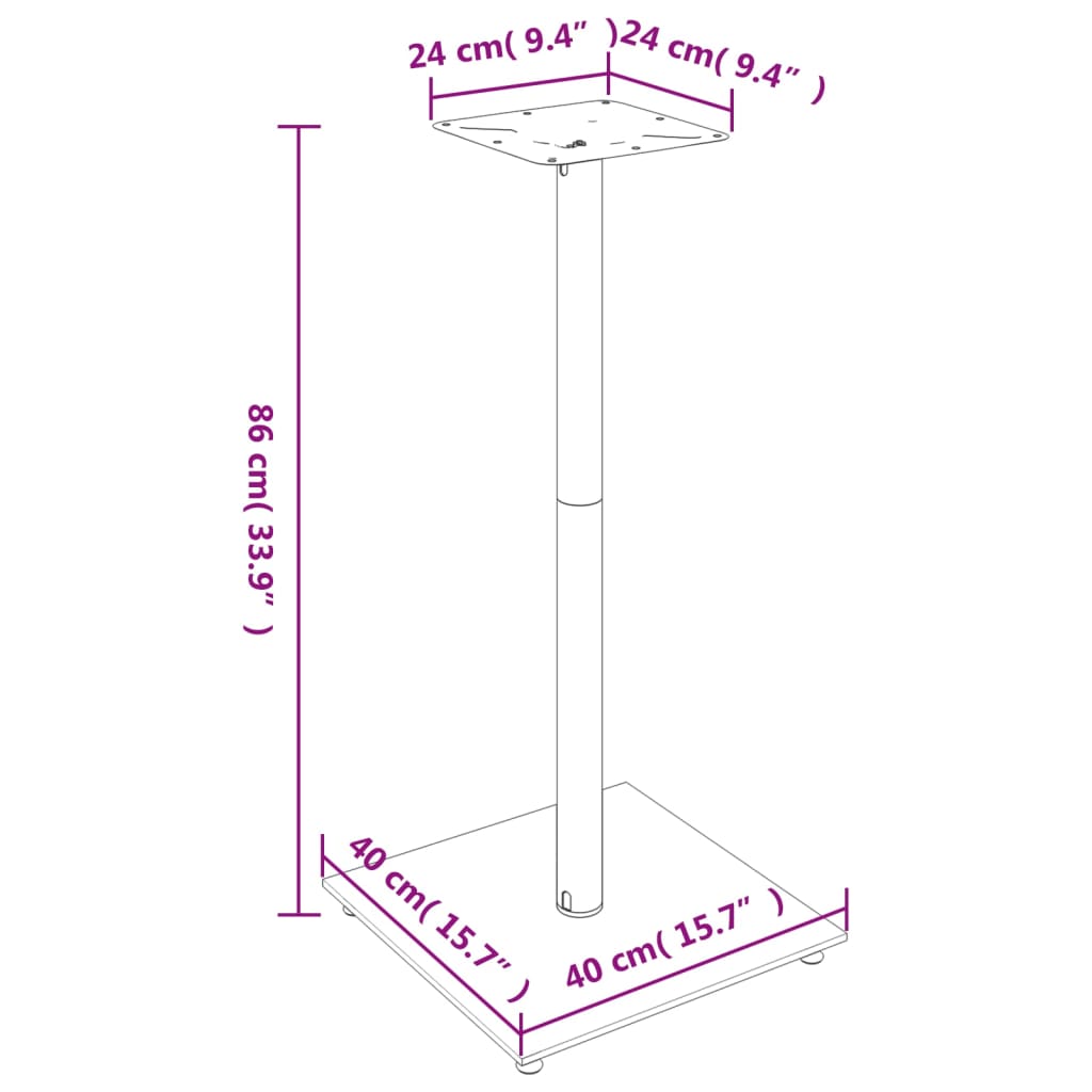 Vidaxl Speaker Stands, 2 Pcs, Black-Silver, Tempered Glass