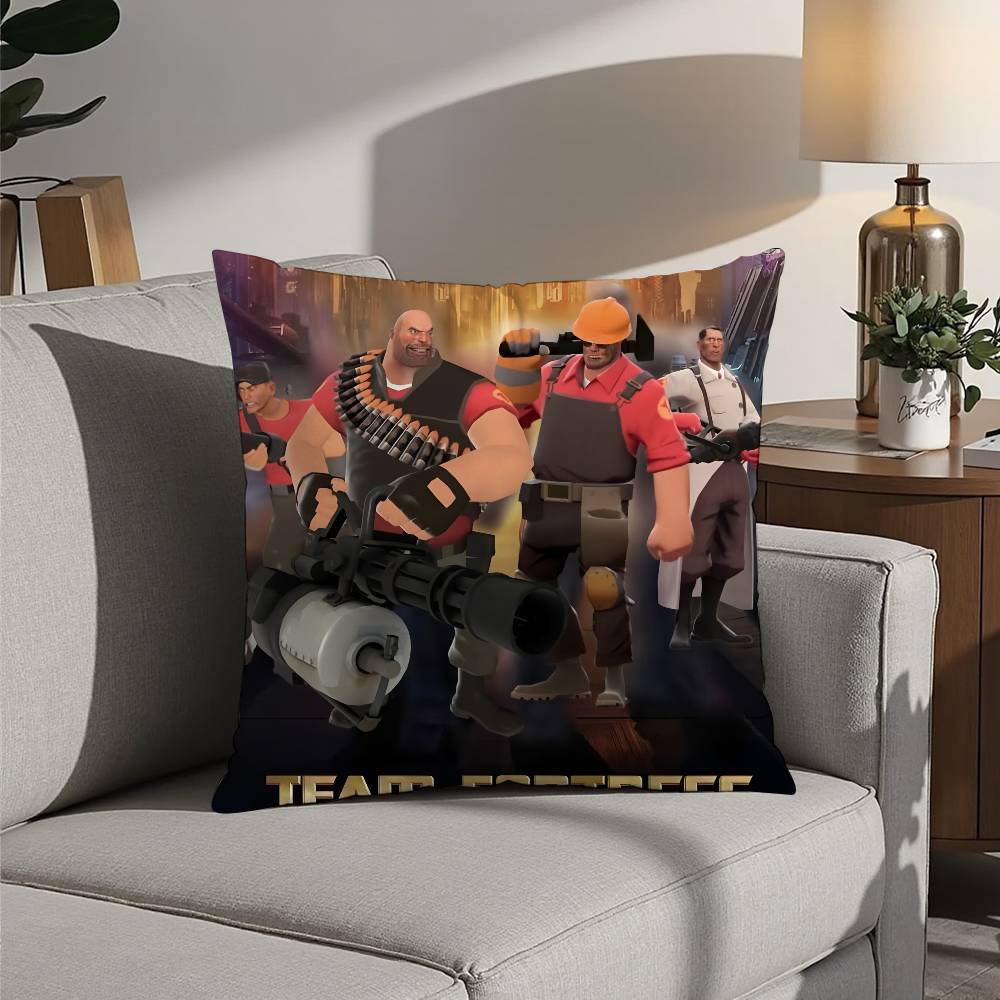 Tf2 Team F-Fortress 2 Pillow Case Sofa Decorative Home Double-sided Printing Short Plush Cushion Pillow Cover Holiday Gift
