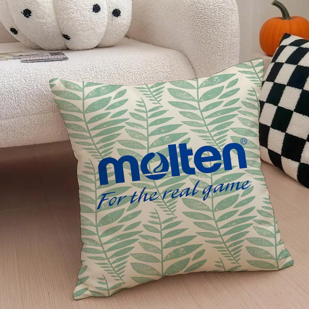 MMolten logo Cushion Cover Throw Pillow Cover Hidden Button Durable Polyester Chair Cushion