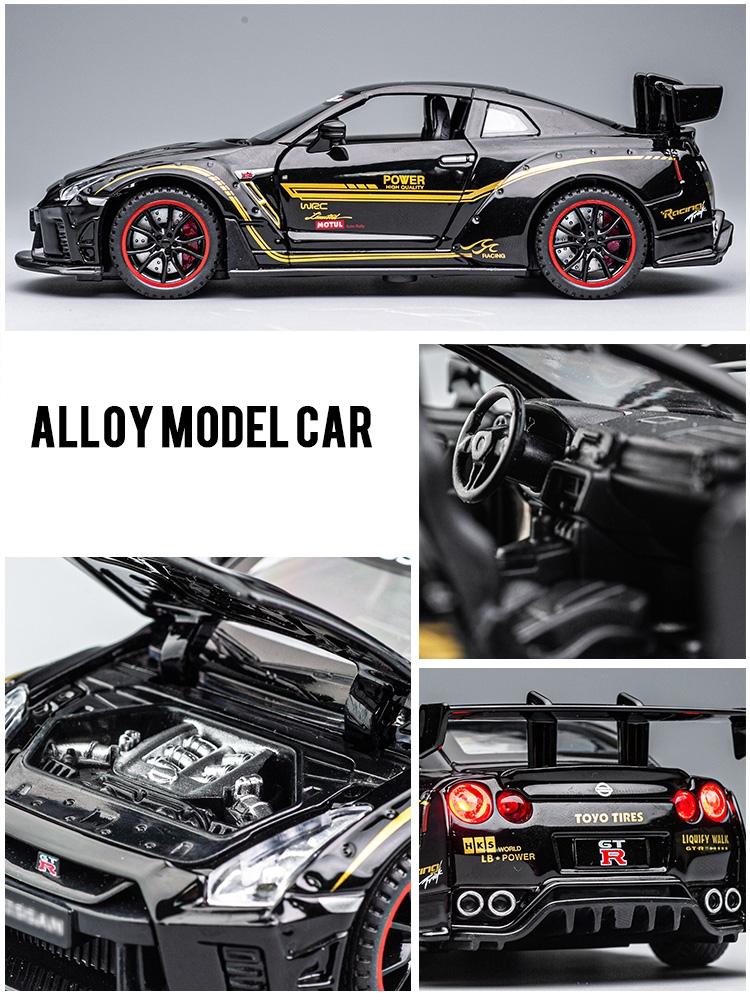APU1 1/32 Nissan Skyline GTR R35 Nismo GT3 Racing Toy Car Model For Children RMZ CiTY Diecast Alloy Miniature Sound Light Collection