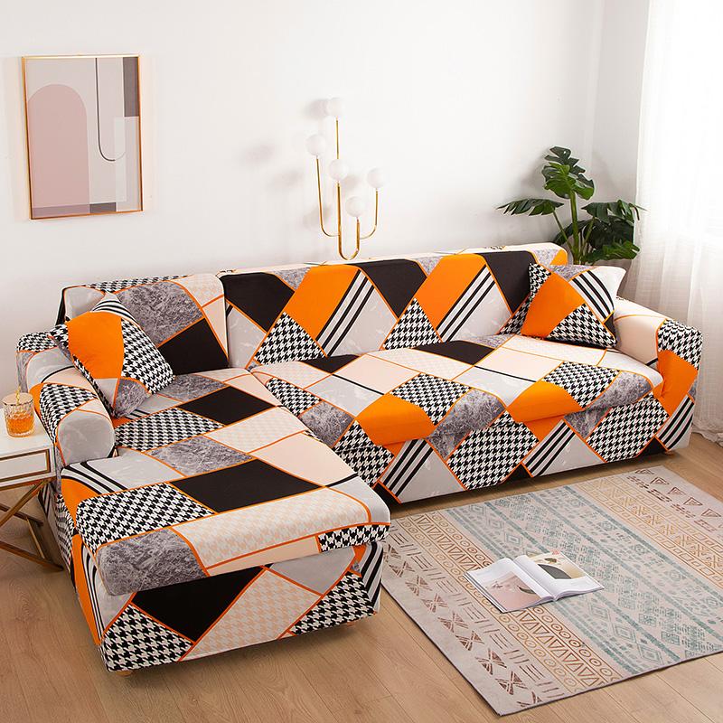 Geometric Printed Couch Cover Sofa Coverastic Slipcovers For Pets Chaselong Protector L Shape Anti-Dust Machine Washable 1Pc