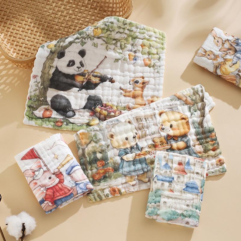 7A Antibacterial Pure Cotton Baby Washcloth - Six-Layer Gauze, Class A, Newborn & Child Towel