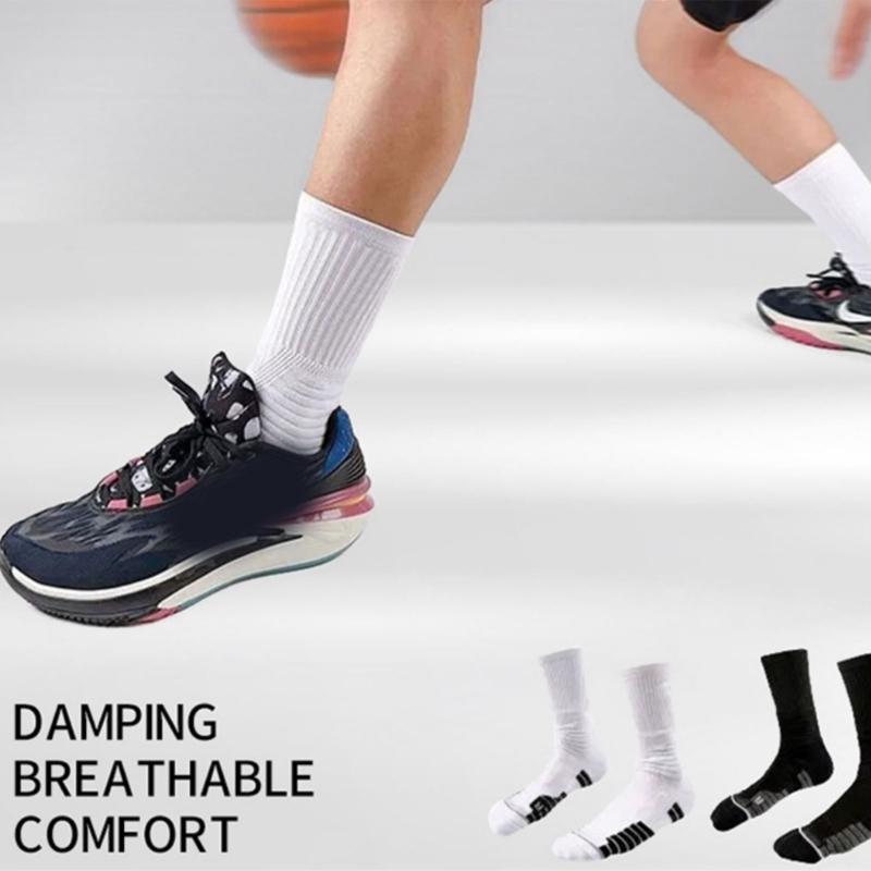 Natural Cotton High Tube Sports Socks Reinforced Heel Toe Antis Odor Daily Workout Basics