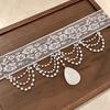 Vintage French White Lace Pearl Tassel Choker Necklace for Women with Water Drop Shell Clavicle Chain