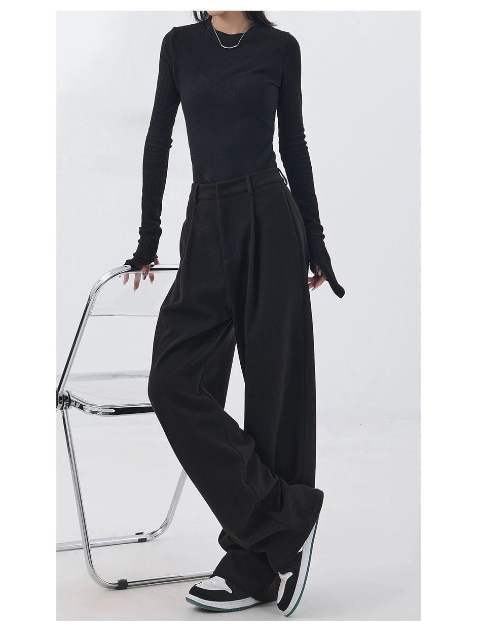 

Women s Retro Wide-Leg Slimming Maillard Casual Pants L