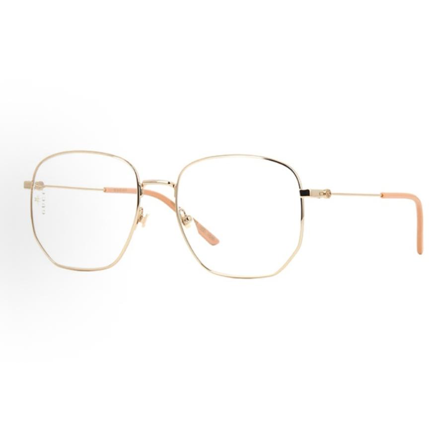 Gucci Women's GG0396S-001 Oversized Square Gold Metal Sunglasses with Clear Demo Lenses