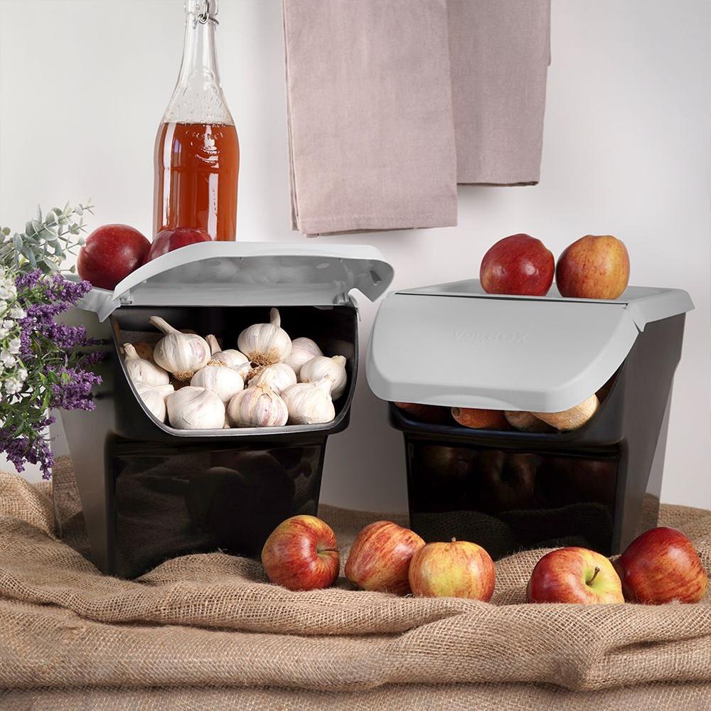 Container For Vegetables, Fruits, Onions, Potatoes, Gray, Set Of 2, 13 L