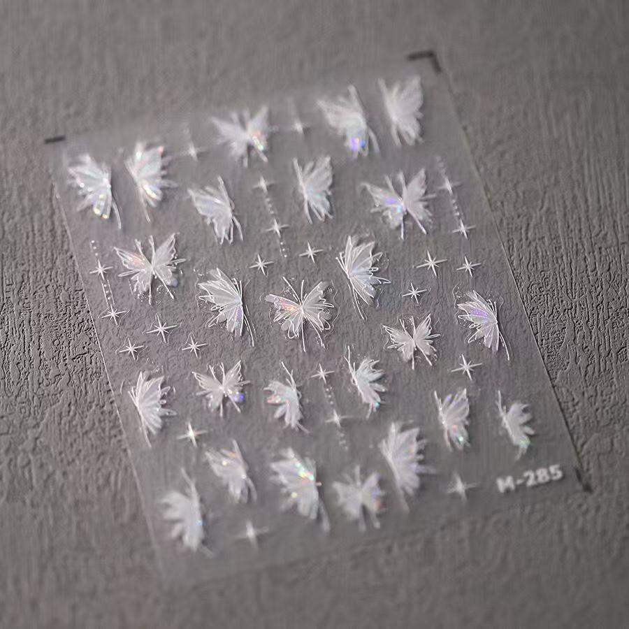 

Net Red Butterfly Liquid Stickers: Embossed Fairy Thin White Nail Art Decorations