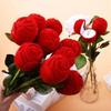 Red Velvet Rose Ring Box with Leaves Simulation Flower Rose to Ring Box Romantic Gimmick Flower Wedding Ring Box