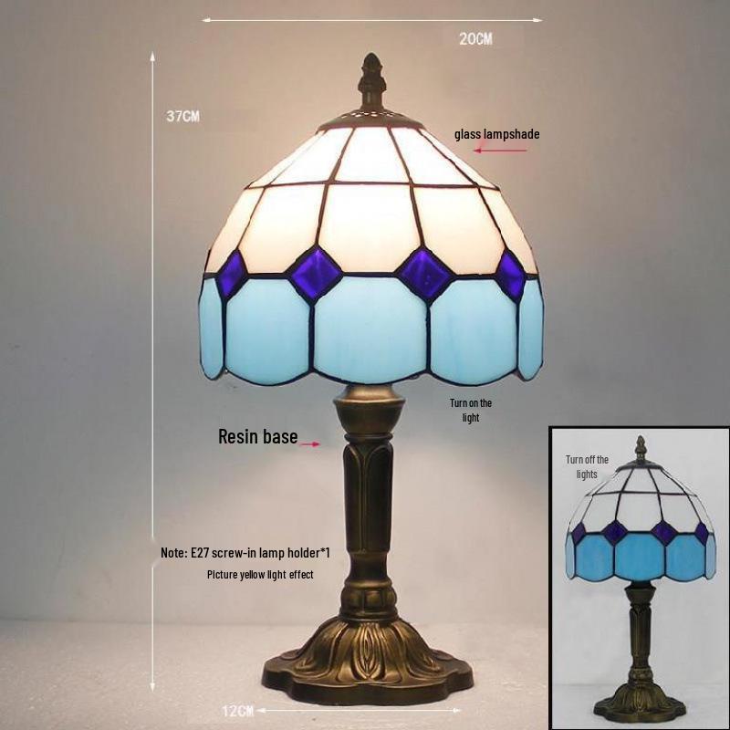 Retro Nostalgic Tiffany Bank Lamp for Living Room or Bedroom