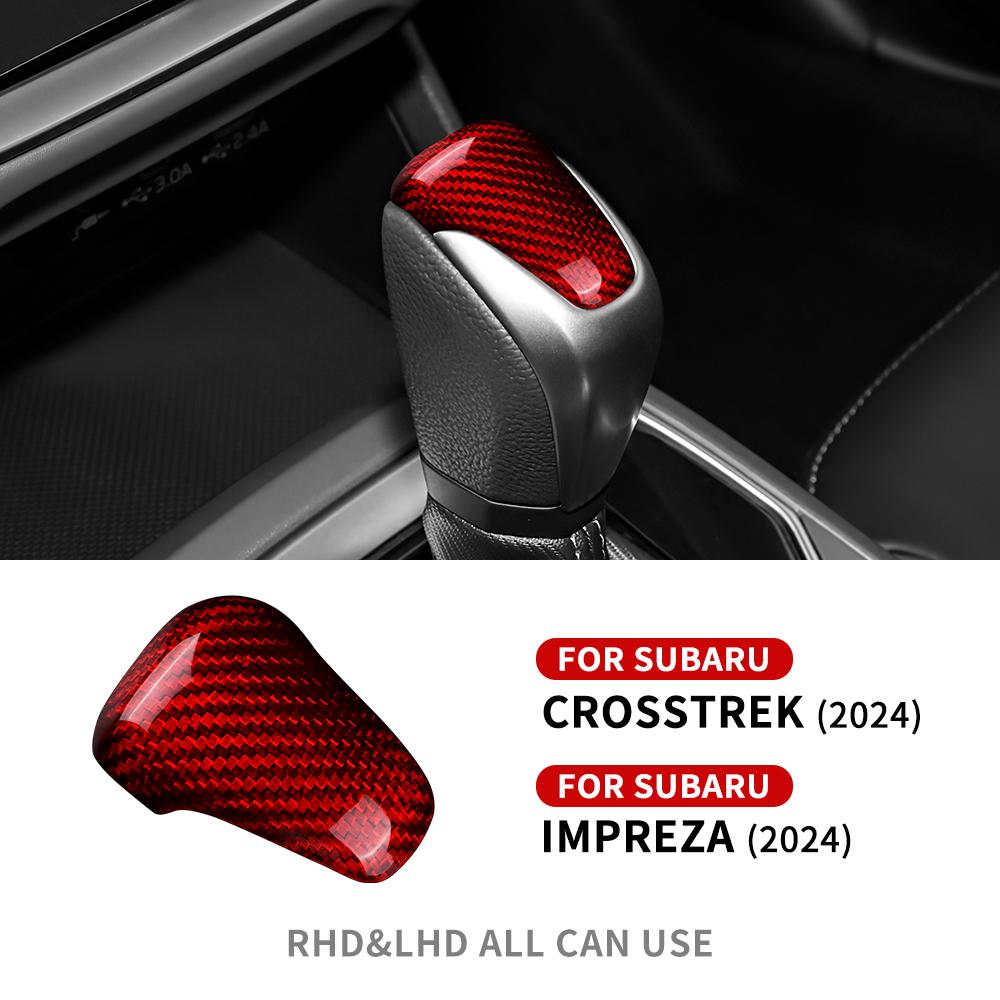 Real Hard Carbon Fiber Car Gear Shift Head Cover Sticker For Subaru Crosstrek Impreza 2024 2025 RHD LHD Interior Accessories