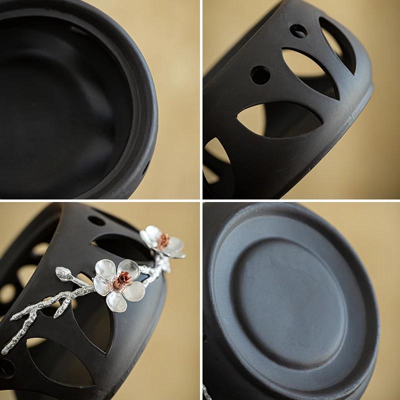 Aromatherapy furnace wine boiling device wine warming pot heating base cook tay Vermilion clay ceramic Cook Coffee candle tea