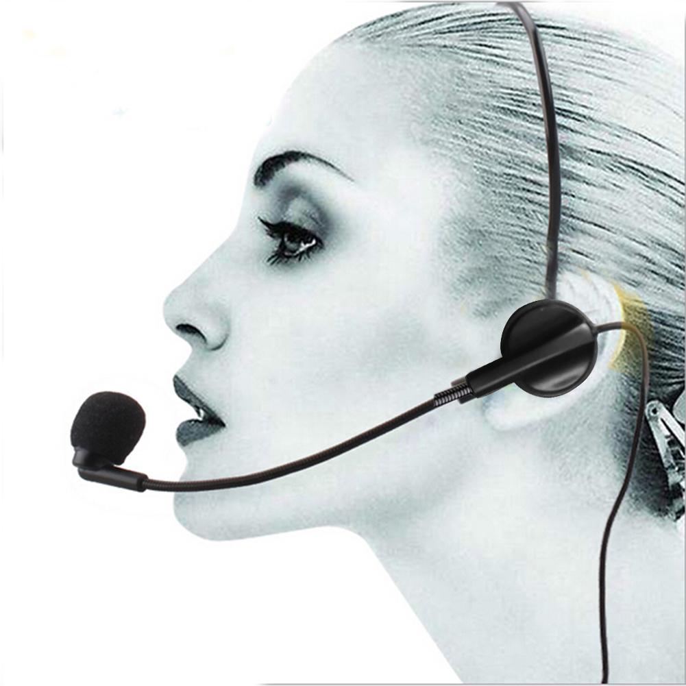 Cable Head-mounted Headset Microphone Flexible Wired Boom Amplifie Megaphone Microphone for Interview Recording Stage Meeting