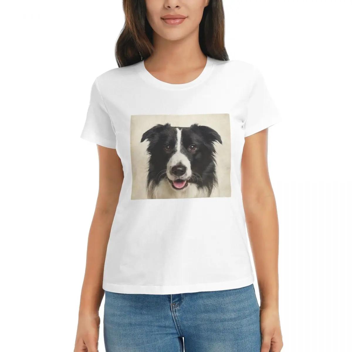 

Women TShirt Border Collie Summer Short Sleeve Tees Crew Neck Cotton T Shirts Clothes Tops Streetwear S