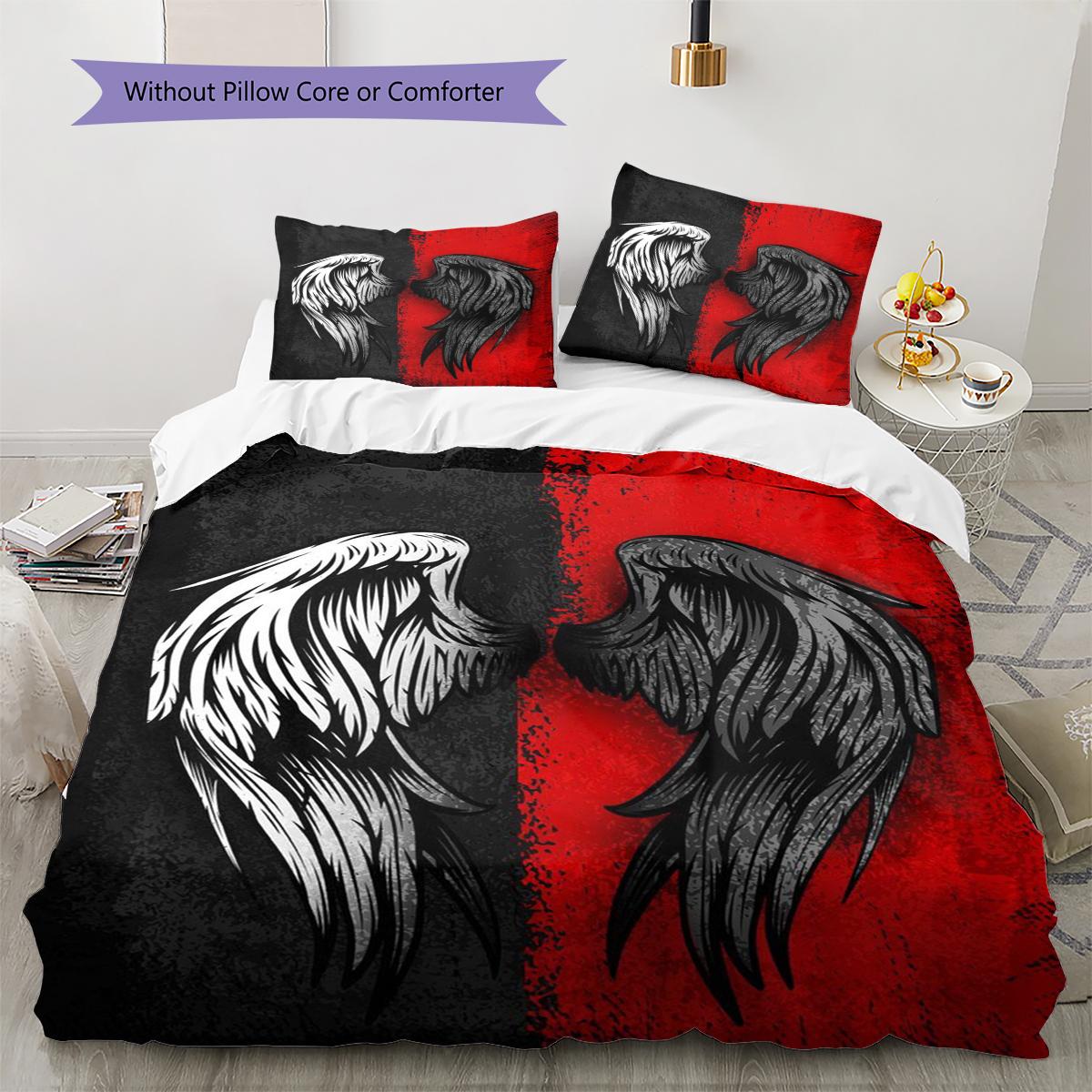 

Crown and Wings Pattern Bedding Quilt Set Quilt Cover Pillowcase Home Decoration Gift (1 * duvet cover + 2 * pillowcase, without core) 135x200cm