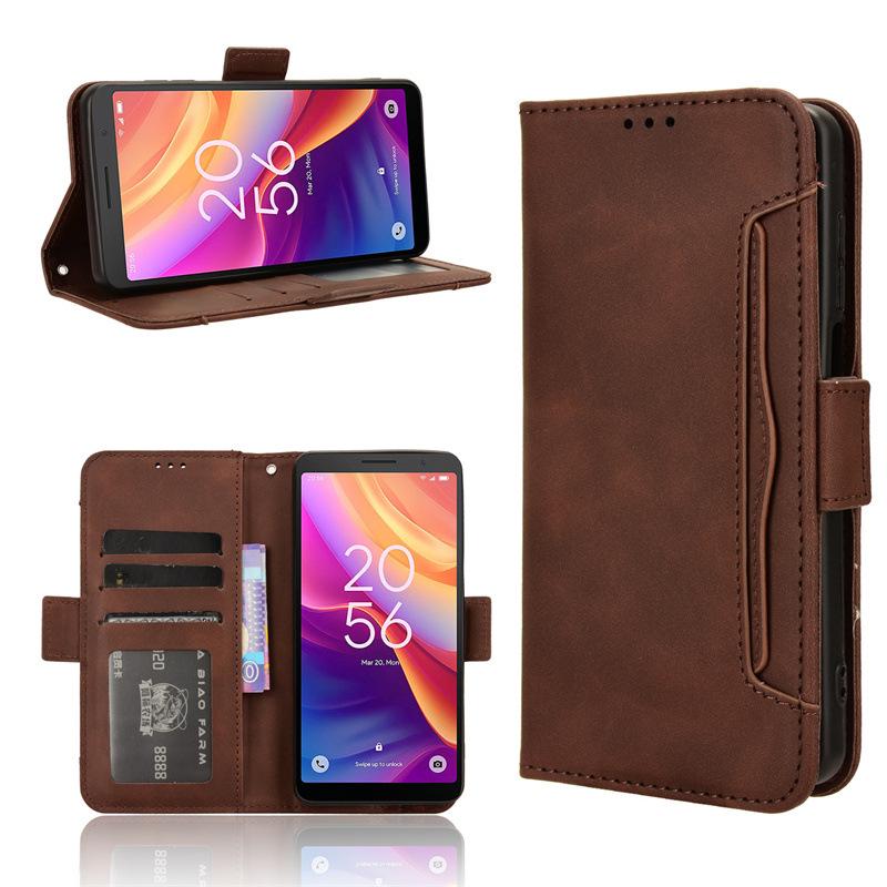 Leather Flip Case with Multi-Card Slots for TCL 501 4G Phone (Model: T433D)