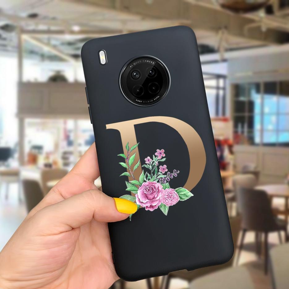 For Huawei Y9a 2020 Case 6.63'' Cute 26 Letters Cover Case For Huawei Y9a Y 9a Soft TPU Fundas HuaweiY9a Shockproof Phone Bumper