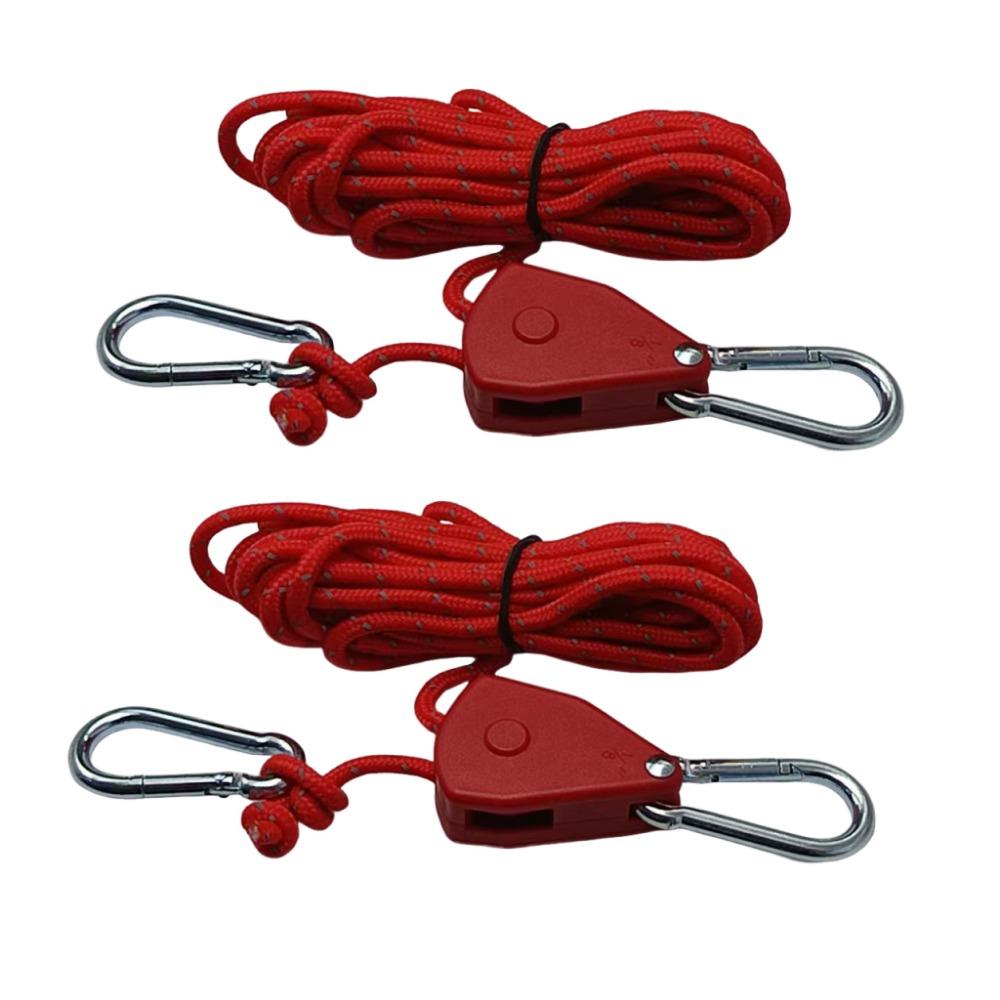

2Pcs Fixed Buckle Pulley Reflective Camping Tent Rope Set Tarp Tie Down Windproof Setup червоний