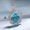 New Nobility 100% 925 Sterling Silver Paraiba Necklace Top Grade 18*21mm Diamond Pendant Gemstone Wedding Bride Fine Jewelry