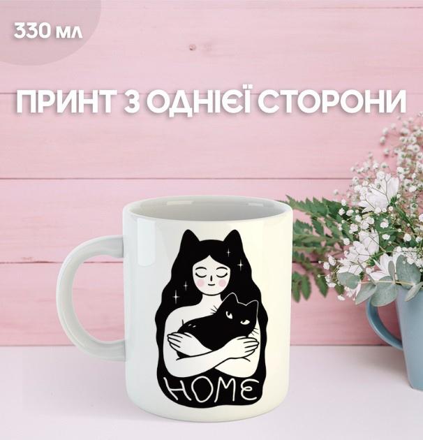 

Кружка Котики с принтом керамическая чашка Cat 330 мл 9.5 білий