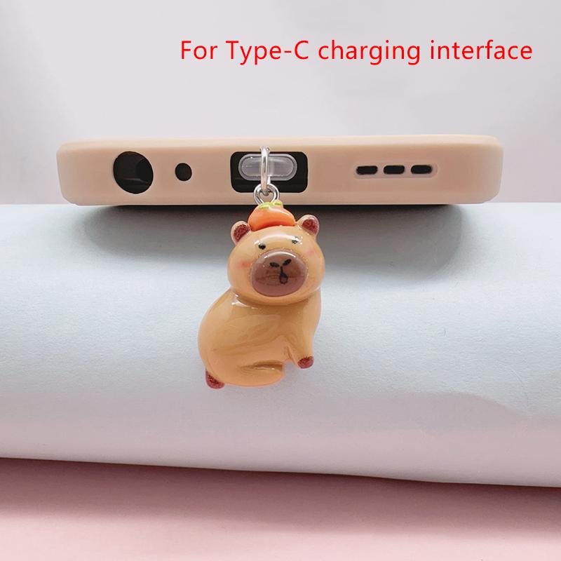Phone Dust Plug For Iphone Type-C Micro Interface Cute Capibala Decorative Hangings Universal Dust Plug
