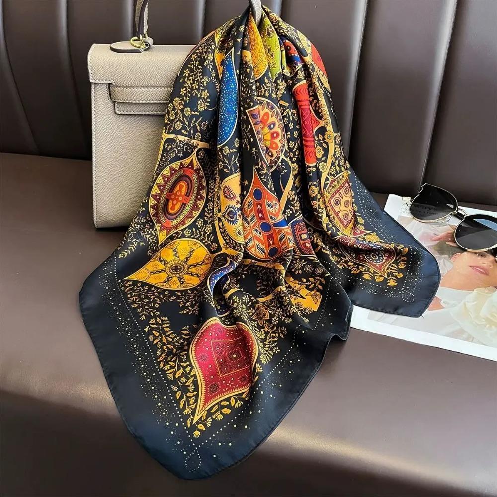 Fashion Luxury Brand 70cm Silk Feel Square Scarf Women Neck Tie Female Hair Bandana Headkerchief Shawl Wrap Hijab Echarpe