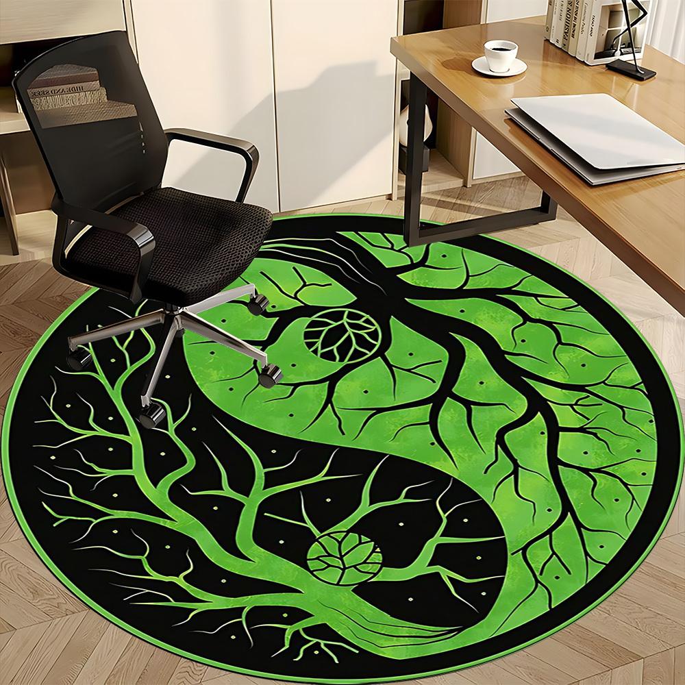 1pc Yin Yang Tree Office Round Area Rug, Indoor Mat Suitable For Office, Under Office Chairs Bedroom Living Room Home Decor205