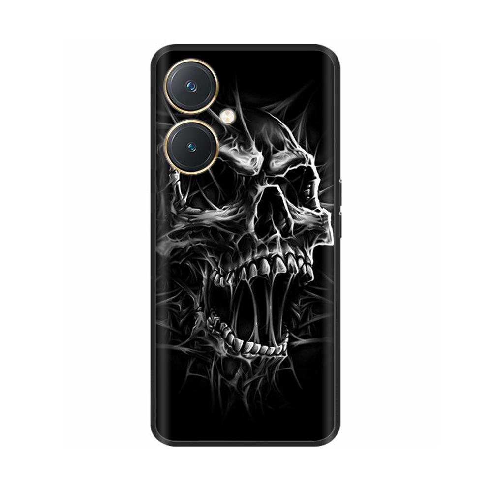 For Vivo Y27 Case Black Cover Skull Wolf Silicone Soft Back Cases For Vivo Y27 5G Phone Case VivoY27 Y 27 2023 Protective Shell