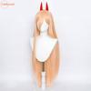 Wysokiej Jakości Peruka Makima Power Wigs 100cm Długa Różowo-Pomarańczowa Odporna na Ciepło Syntetyczne Włosy Peruka do Cosplayu Anime + Czepek pod Perukę