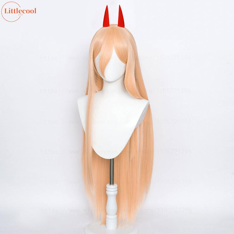 Wysokiej Jakości Peruka Makima Power Wigs 100cm Długa Różowo-Pomarańczowa Odporna na Ciepło Syntetyczne Włosy Peruka do Cosplayu Anime + Czepek pod Perukę