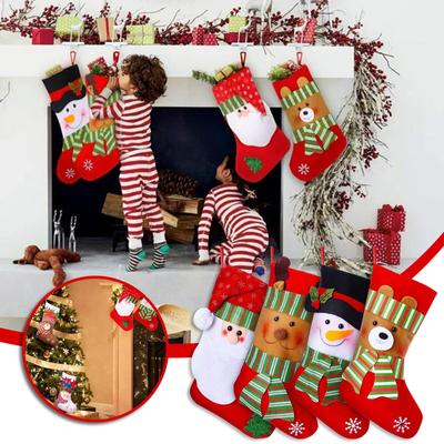 Christmas Decorations Velvet Linen 3D Cartoon Christmas Socks Christmas Socks Gift Bag