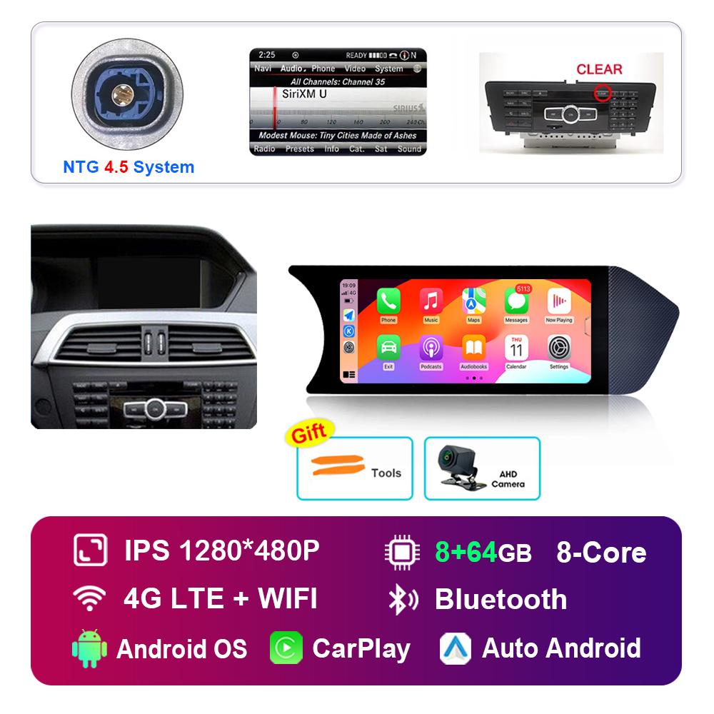 8.8 Inch for Mercedes Benz C Class W204 2011-2014 NTG 4.5 System Android Car Radio Multimedia Player GPS HD Touch Screen GPS