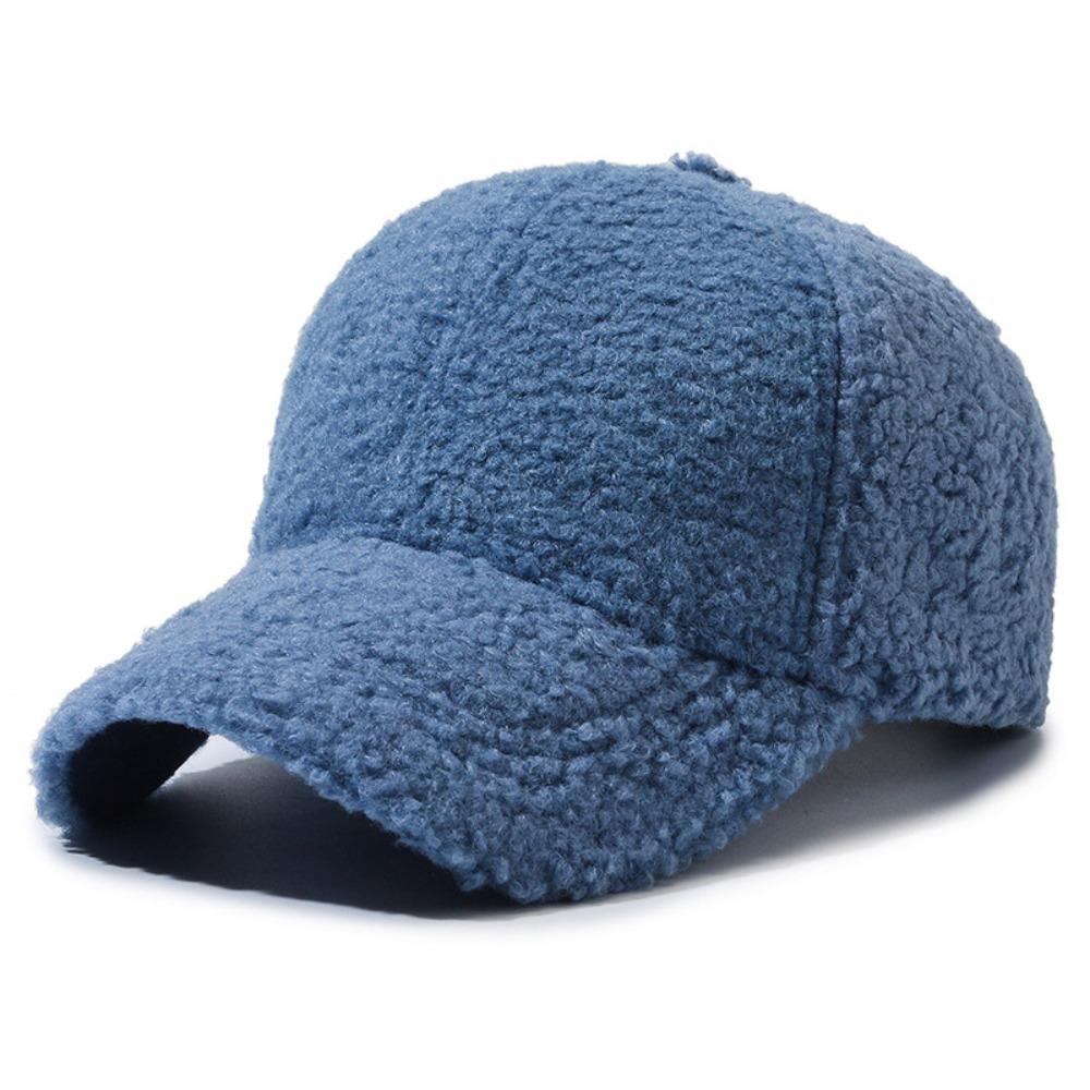 Thicken Lamb Wool Baseball Cap Velvet Winter Peaked Cap Casual Plush Snapback  Women