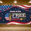 American Flag Design Celebration Banner Decorative Stars Patriotic Banner Silhouette Soldier Lightweight Fabric