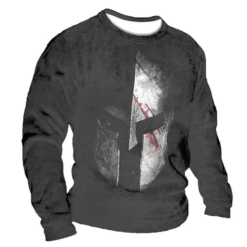 Vintage Print Men T-Shirts Samurai Pattern Knights Templar 3D Top Cotton Tee Streetwear Autumn Long Sleeve Oversized T Shirt 5XL