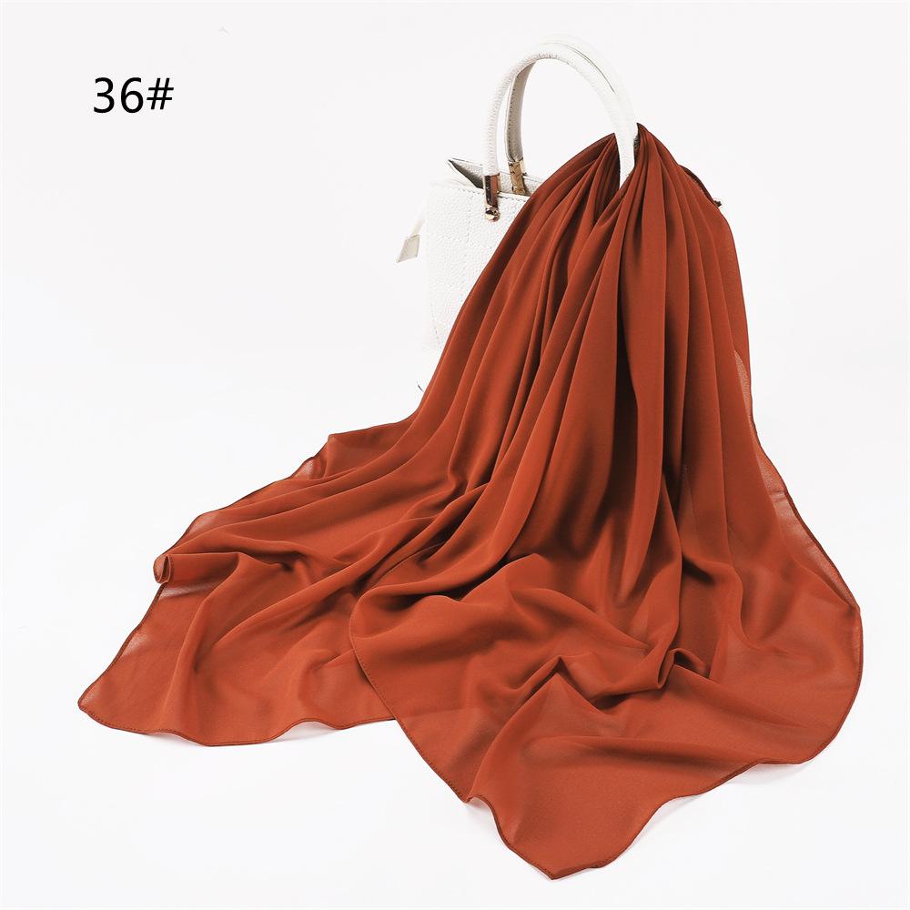 110*110CM Square Pearl Chiffon Hijabs Scarf Plain Solid Color Headwraps Muslim Women's Khimar Headscarf 45 Colors