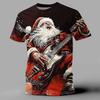 Christmas T-Shirts For Men Funny Santa Claus Musical Printed Men's Clothing Designer Short Sleeved Loose Oversized T-Shirts Tops