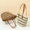 Women's Straw Tote Bag: Summer Beach Holiday Style, Large Capacity, Shoulder Bag, Soft Stripes