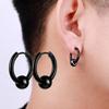 4 Pairs Mens Black Round Disc Huggie Hoop Stud Earrings Stainless Steel Faux Gauges Ear Tunnel Piercing Hypoallergenic Jewelry