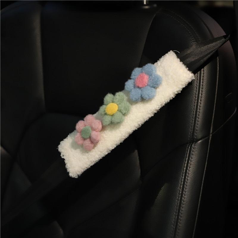 Car Seat Belt Shoulder Pads Small Fresh Flowers Car Anti-strangle Seat Belt Protective Cover Car Interior Supplies Women