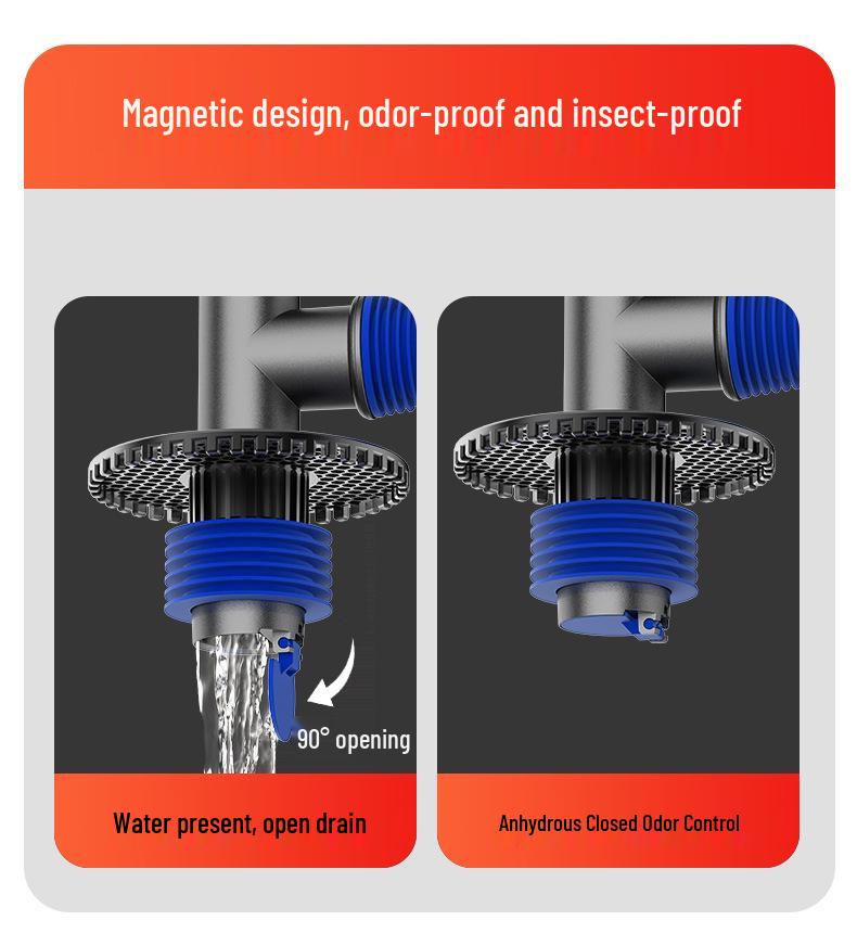 Three-Way Washing Machine Drain Connector with Anti-Odor Floor Cover