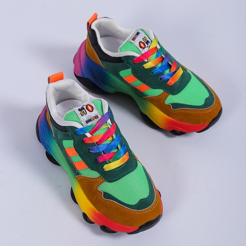 Plus Size Daddy Shoes Colorful Couple Lace-Up Versatile Student Flat Casual Sneakers