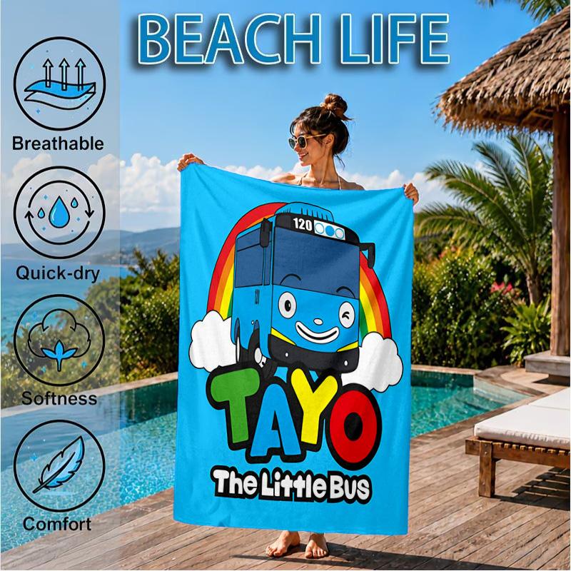 Serviette de Plage Aventure Avec Mateo Le Petit Bus, Séchage Rapide, Facile d'Entretien, Convient aux Vacances Fitness et Plage, Essentiel de Sport