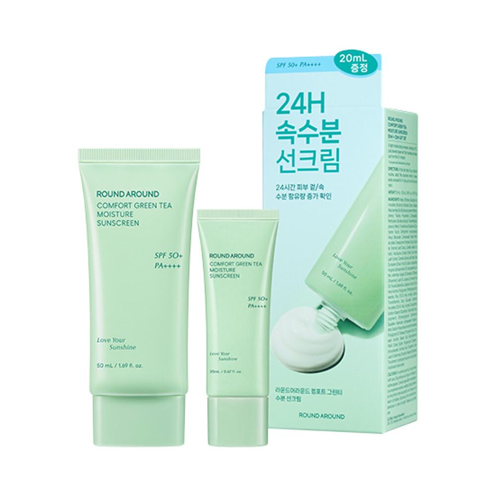 ROUND A'ROUND Comfort Green Tea Moisture Sunscreen 50 ml + 20 ml Zestaw specjalny
