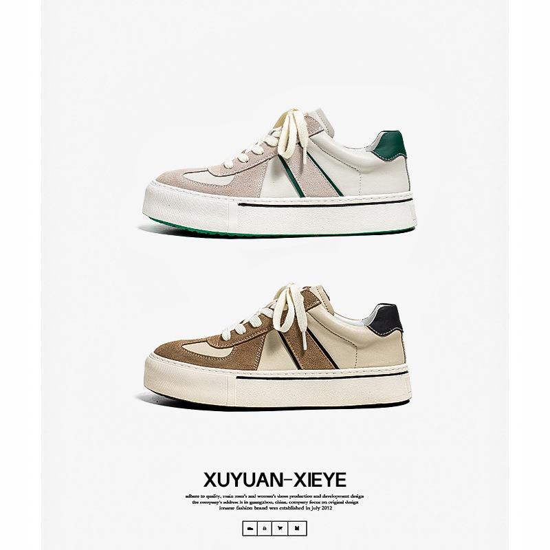 3012 thick-soled men's spring new leather casual little white shoes simple design versatile height-increasing board shoes