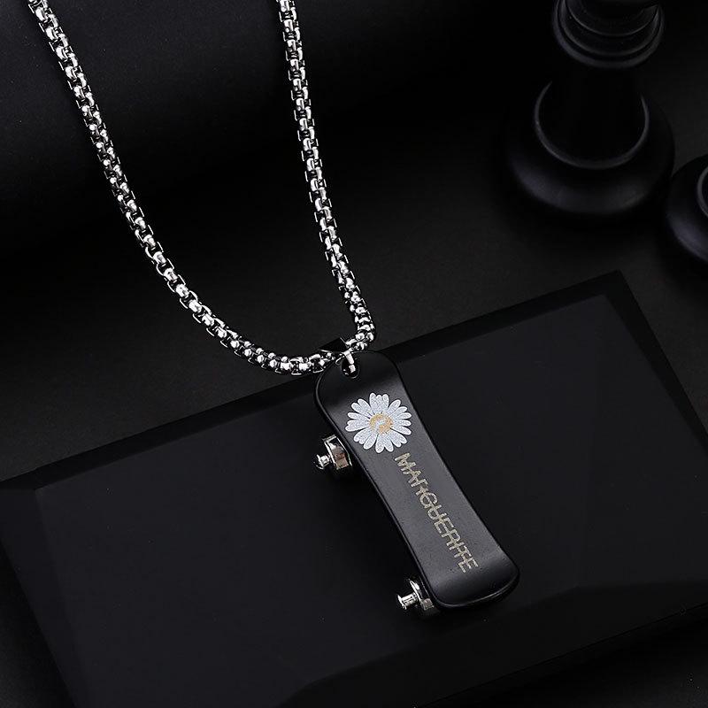 Trendy Titanium Steel Men's Dog Tag Necklace - Hip-Hop Style Pendant Chain