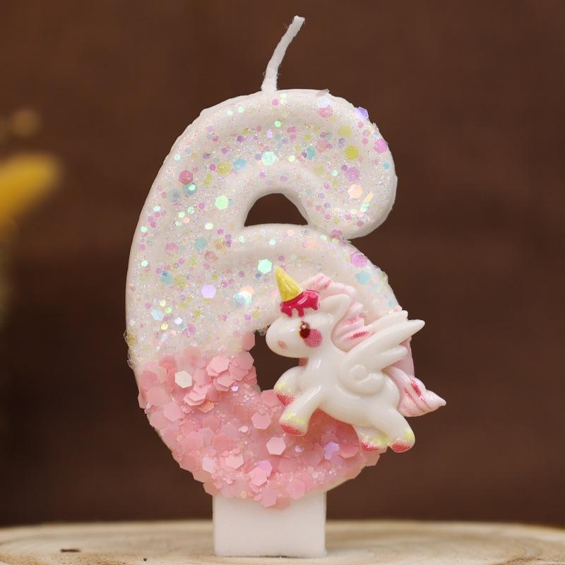 Happy Birthday Candle 0-9 Numbers Candle Pink Unicorn Birthday Candles for Cake Children's Birthday Party Candle Cake Decorating
