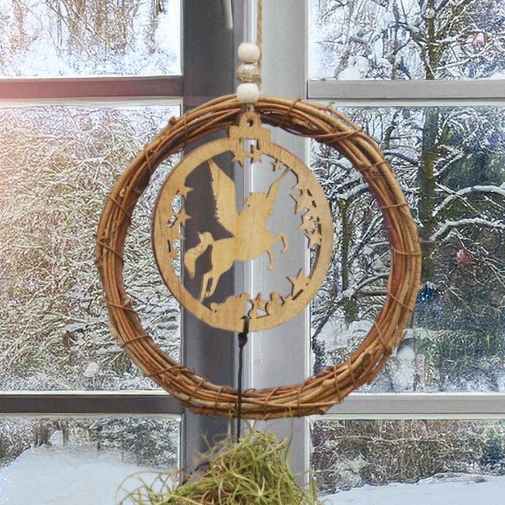 Wreath Frames For Crafts 6 Piece Hanger Outdoor Decor 7.9 Inch DIY Rattan Wreath Garland For Bedroom Living Room Fence Wall
