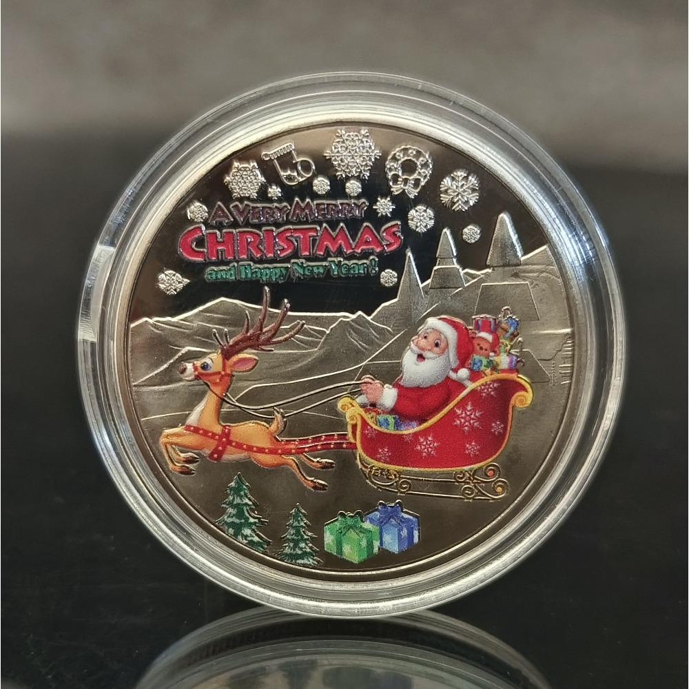 Christmas Santa Claus Coins Double-sided Alloy Collectible Coin Festive Souvenir Coin Collection for Christmas 2026 New Year
